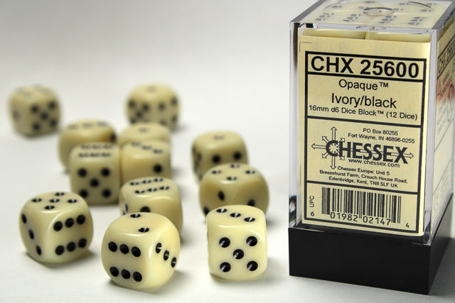 Chessex 16mm d6 Dice Block (12 dice)