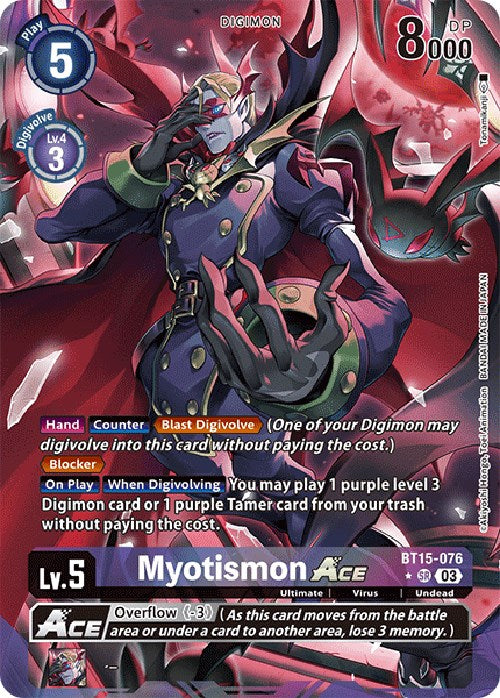 digimon myotismon card BT15-076 ACE ACE (Alt art)() BAN-TYO TCG reduce the memory cost of the digivolution by 1 Digimon TCG Myotismon V4 Deck
