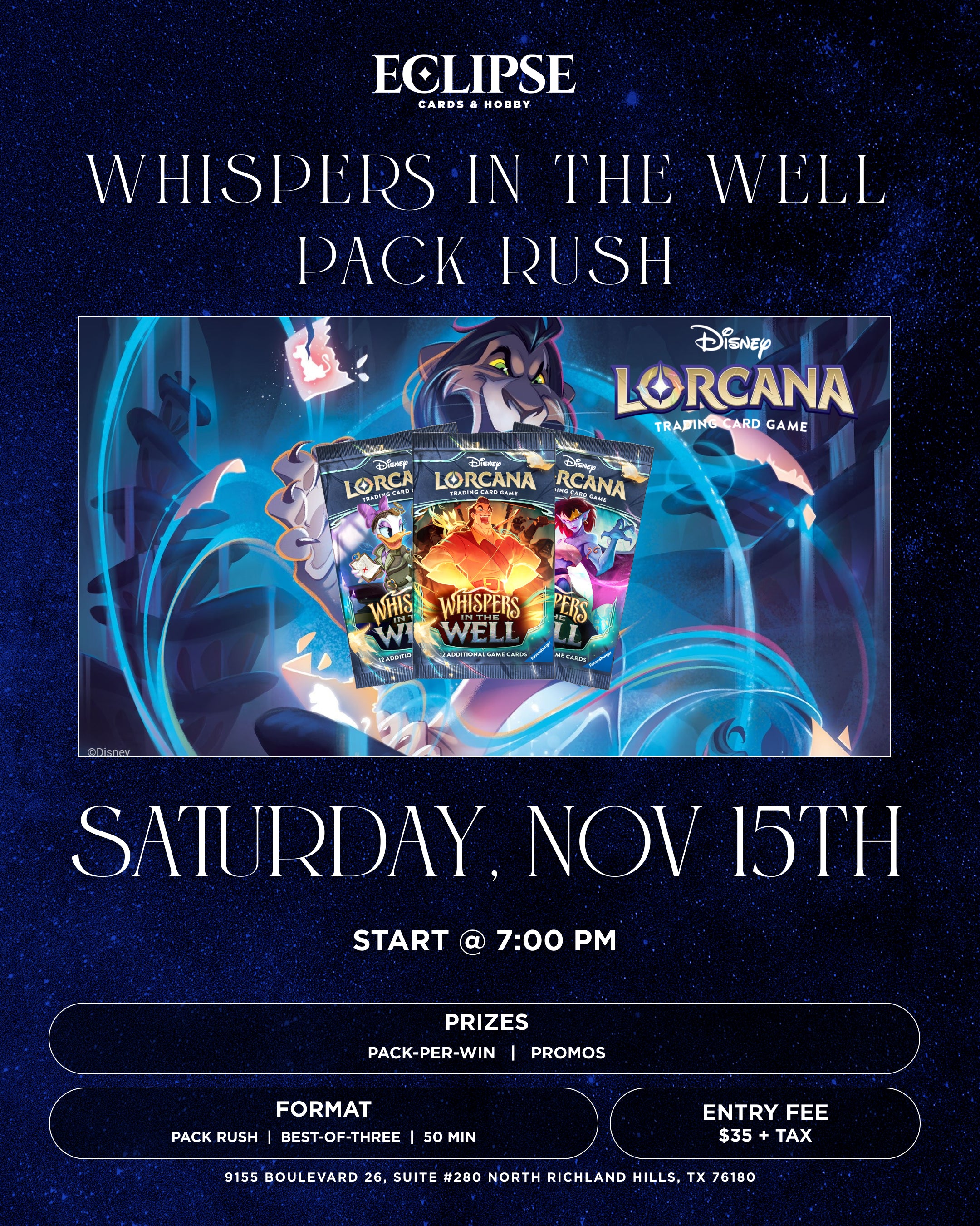 Lorcana Whispers in the Well Release Pack Rush