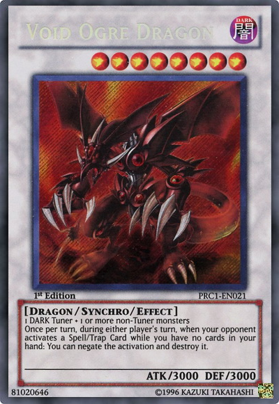yugioh prophecy card Void Ogre Dragon [PRC1-EN021] Secret Rare
