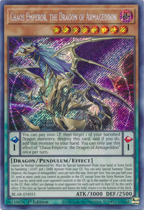 Chaos Emperor, the Dragon of Armageddon [BLAR-EN051] Secret Rare