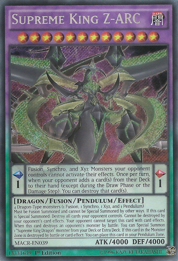 zarc card yugioh Supreme King Z-ARC (Starlight Rare) - Battles of Legend: Glorious Gallery Monster Effect YGO Custom Card: The Immortal